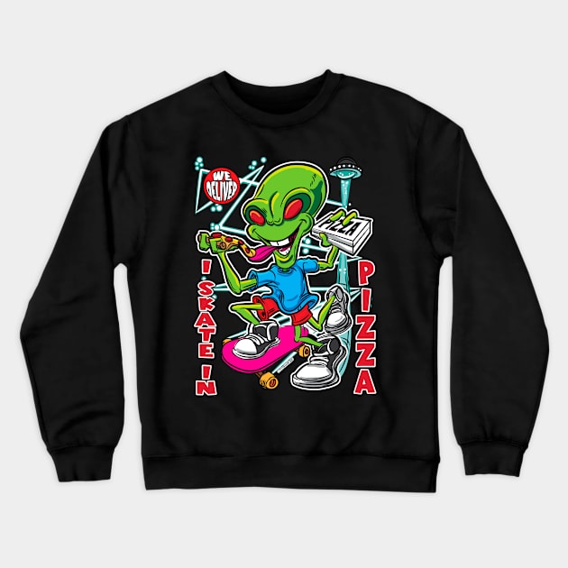 I Skate In Pizza Crewneck Sweatshirt by eShirtLabs